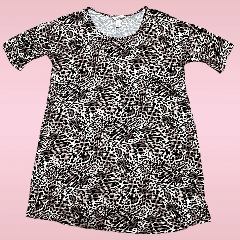 Soma Women’s Leopard Print Pajama Sleep Shirt Large Soft Stretchy Nightgown